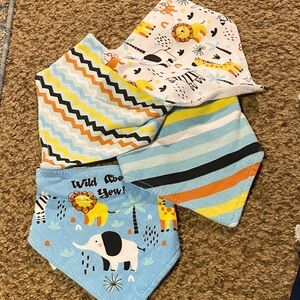 Colorful Animal Print Baby Bandana Bibs set of 4